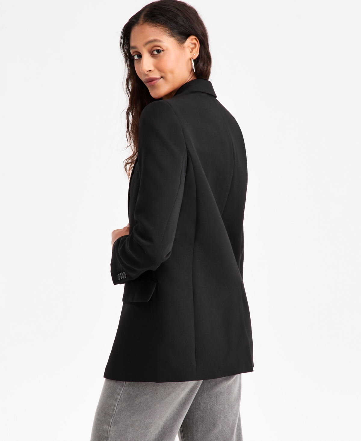 Bar Iii Women's Oversized Crepe Blazer, Macy's Exclusive In Black