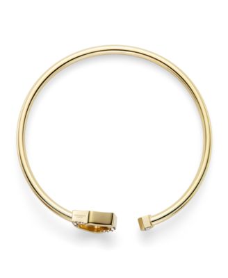 Crystal Honeycomb Gold Tone Stainless Steel Bangle Bracelet