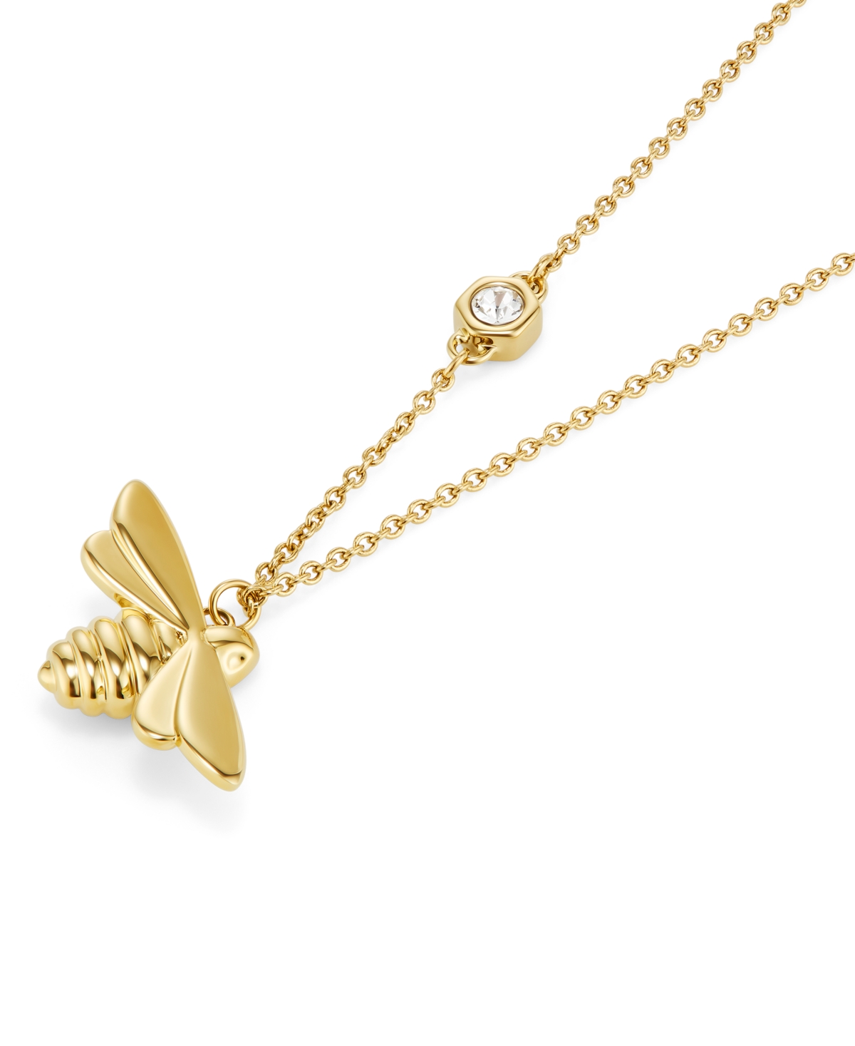 Olivia Burton Honey Bee Gold Tone Stainless Steel Necklace In Brown