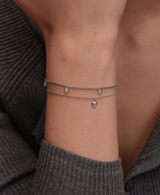 Mini Heart Silver Tone Stainless Steel Bracelet