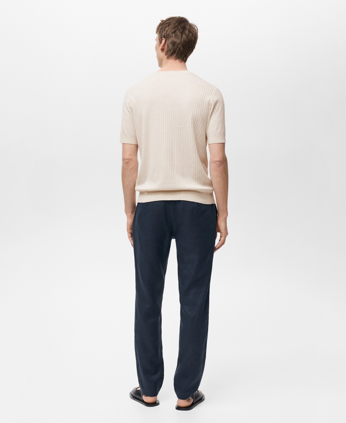 Mango Textured Stripe Knit Top In Neutral