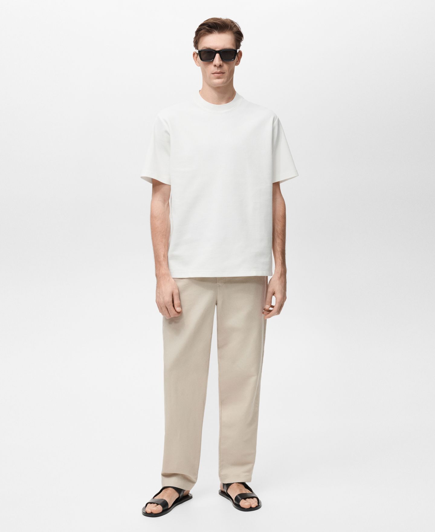 Мужская футболка Mango Regular-Fit Textured, цвет: Белый — фото 2