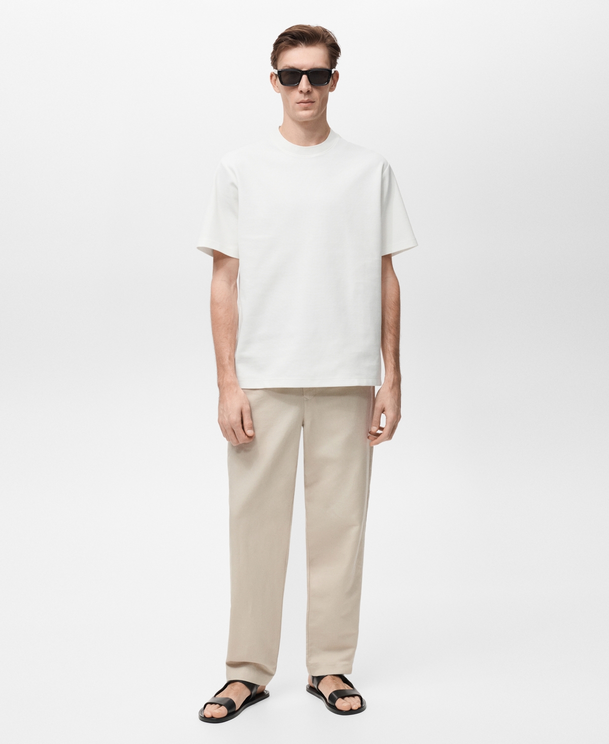 Mango Men's Regular-fit Textured T-shirt In White