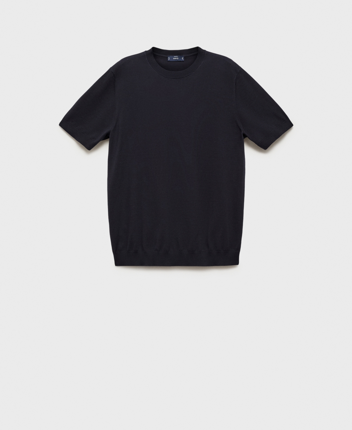 Mango Short Sleeve Cotton Crewneck Sweater In Blue