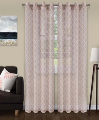 Trellis Sheer 2-Piece Curtain Panels with Grommet Header Top, 52" X 63"