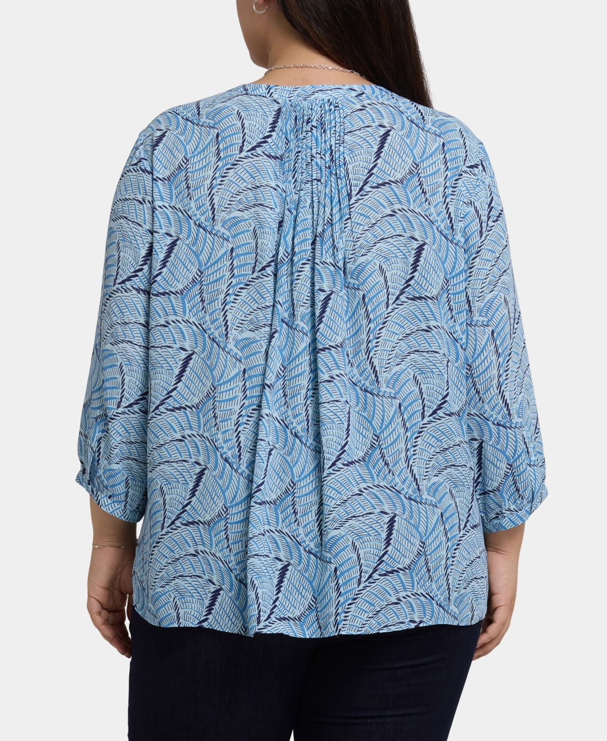 Nydj Plus Size Pintuck V-neck Top In Multi