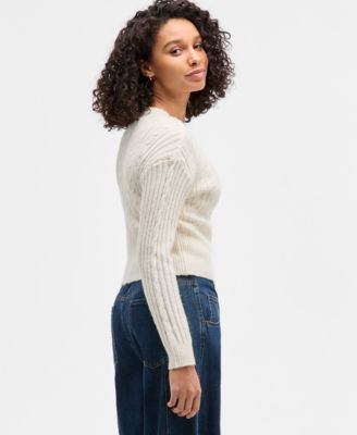 Juniors' Cable-Knit V-Neck Cropped Cardigan