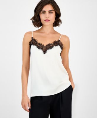 BOSS Orange - Women's Lace-Trim Hammered Satin Tank