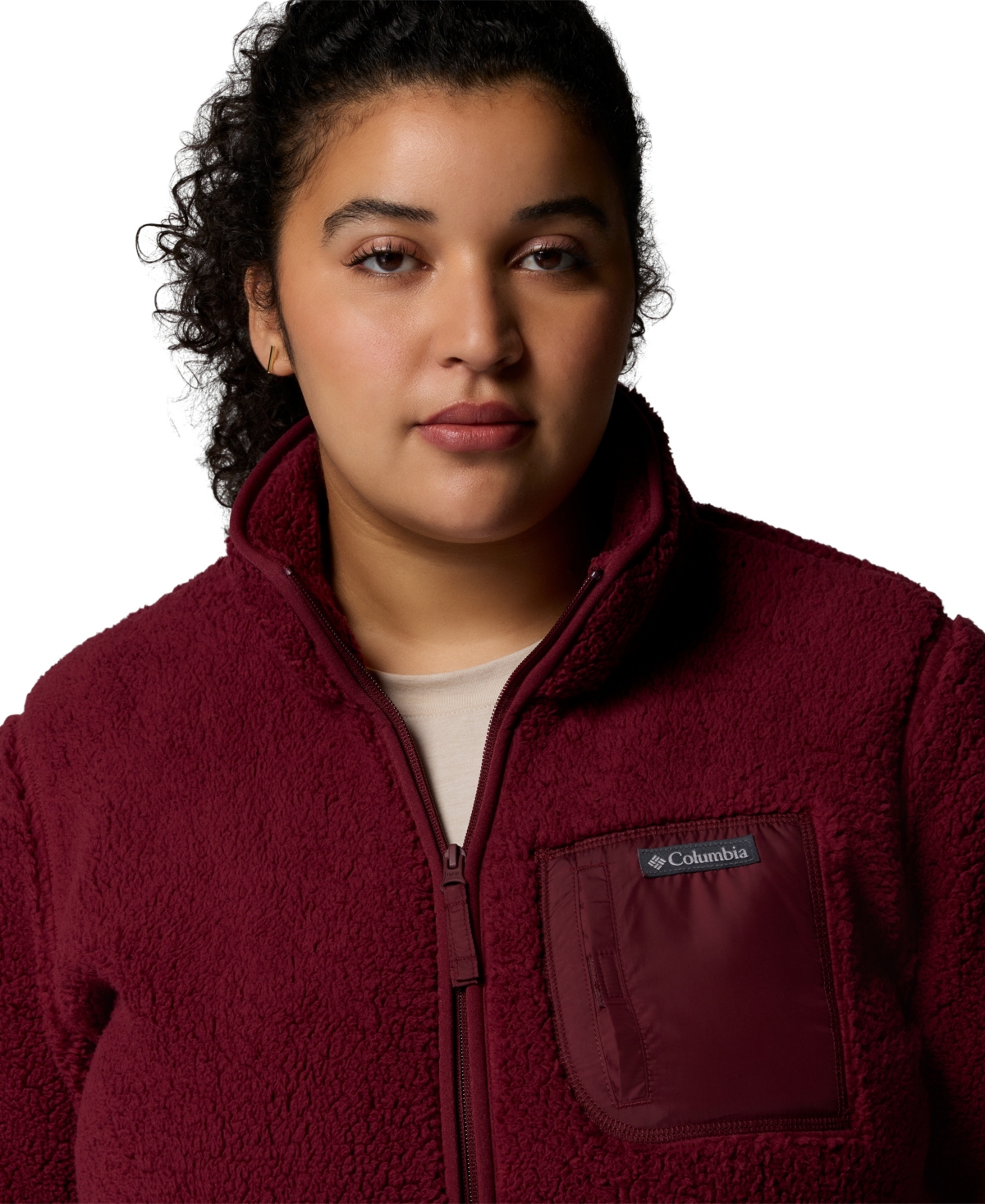 Columbia Plus Size Benton Springs Fleece Long Sleeve Jacket In Red