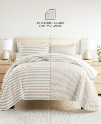 Classic Stripe Reversible 3-Pc. Quilt Set, Full/Queen