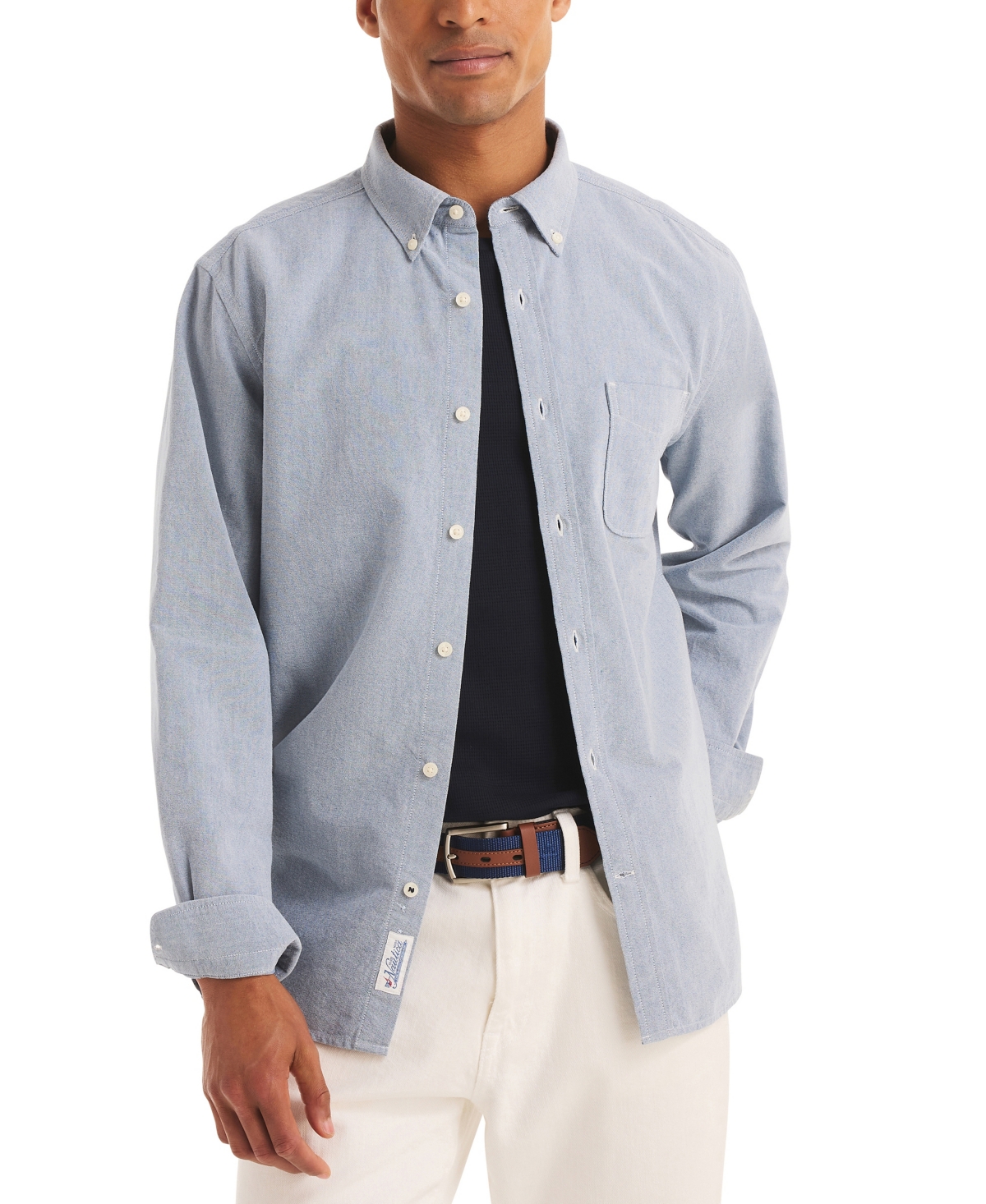 Nautica Mens Oxford Shirt In Gray