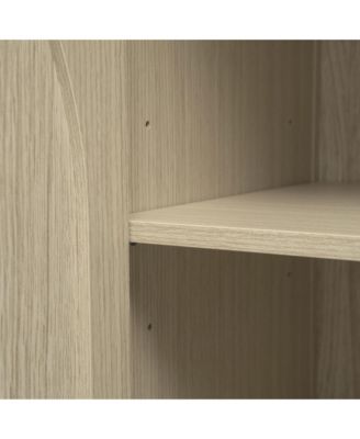 CASAINC 58.11" 4-Door Pine & Engineered Rattan Adjustable Shelves, Anti-Dumping Device, Non-Slip Pads Rattan Storage Cabinet