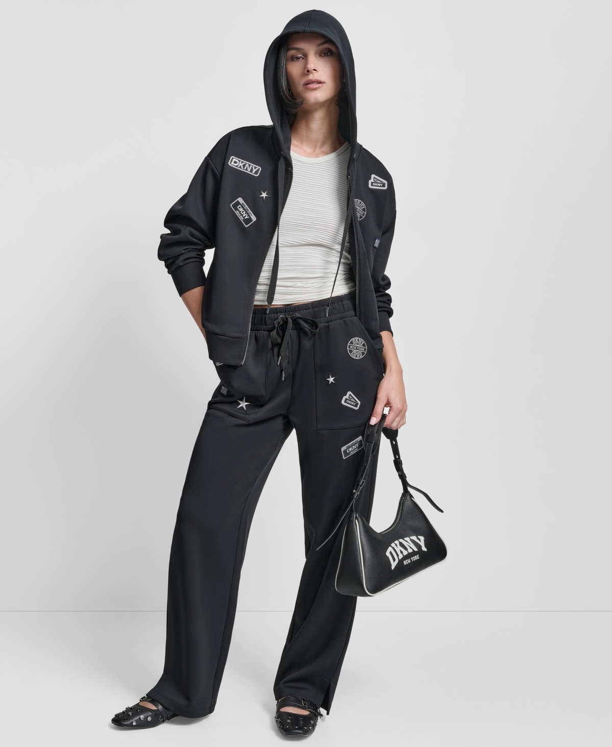 Dkny Women's Long Sleeve Zip-up Jacket In Black