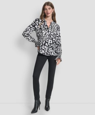 Women's Long-Sleeve Split-Neck Top