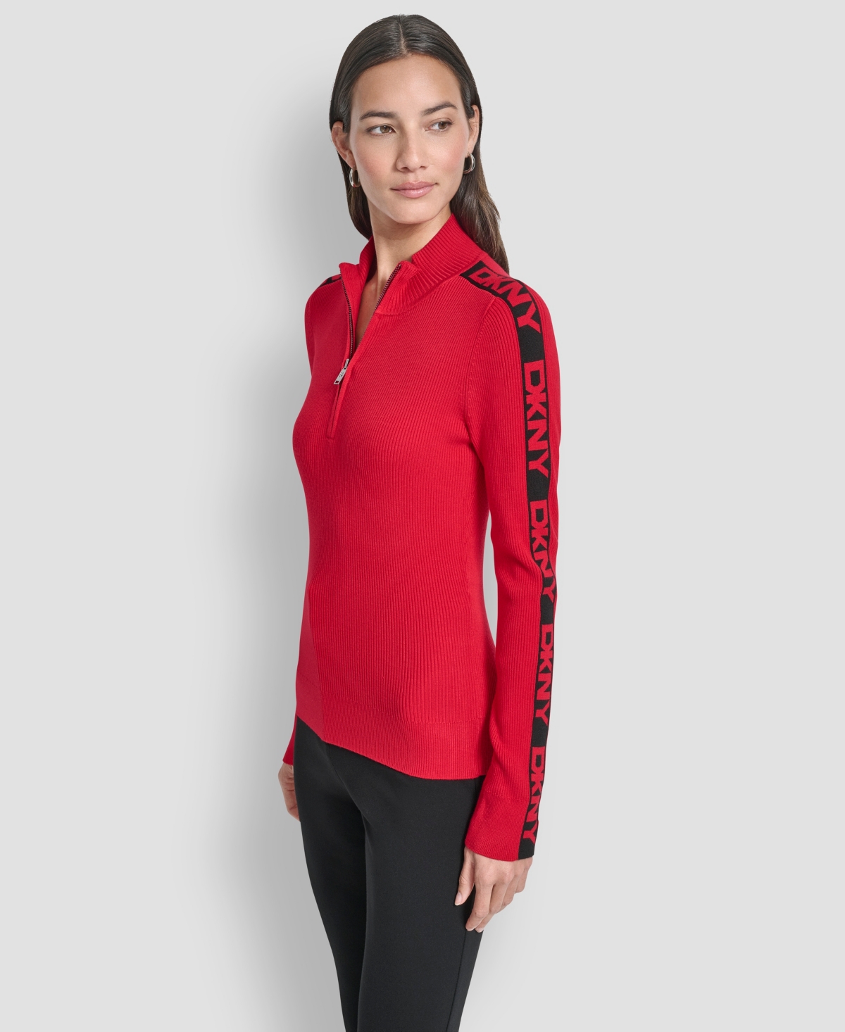 Dkny Women's Quarter Zip Mock Neck Sweater