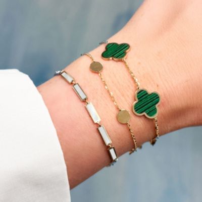 Mother of Pearl Bar Bracelet 14K Gold