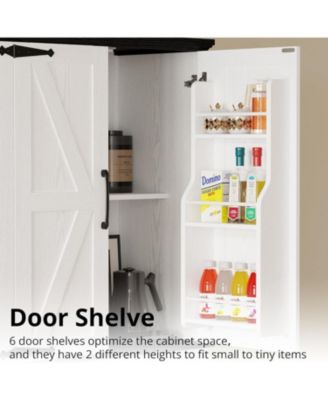 Kitchen Pantry Cabinet with Adjustable Shelves, White/Black