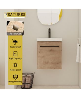 18 Inch Floating Bathroom Vanity with Ceramic Sink and Soft-Close Cabinet Door