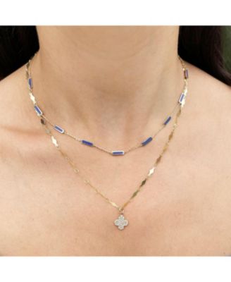 Lapis Bar Chain Necklace 14K Gold