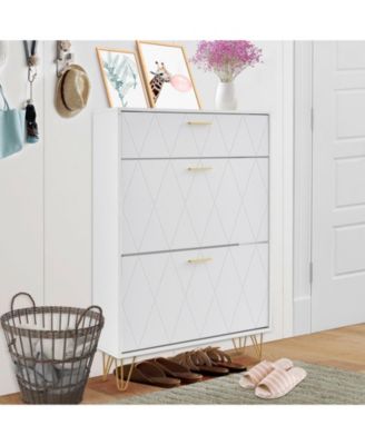 Shoe Cabinet with 3 Flip Drawers, Freestanding Entryway Organizer for Boots and Heels