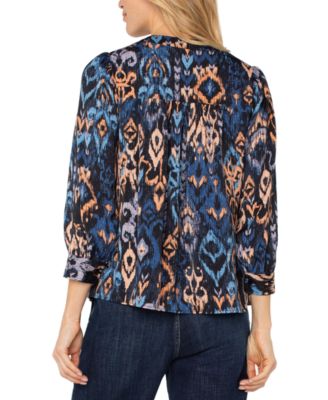 Women's 3/4-Sleeve V-Neck Woven Top