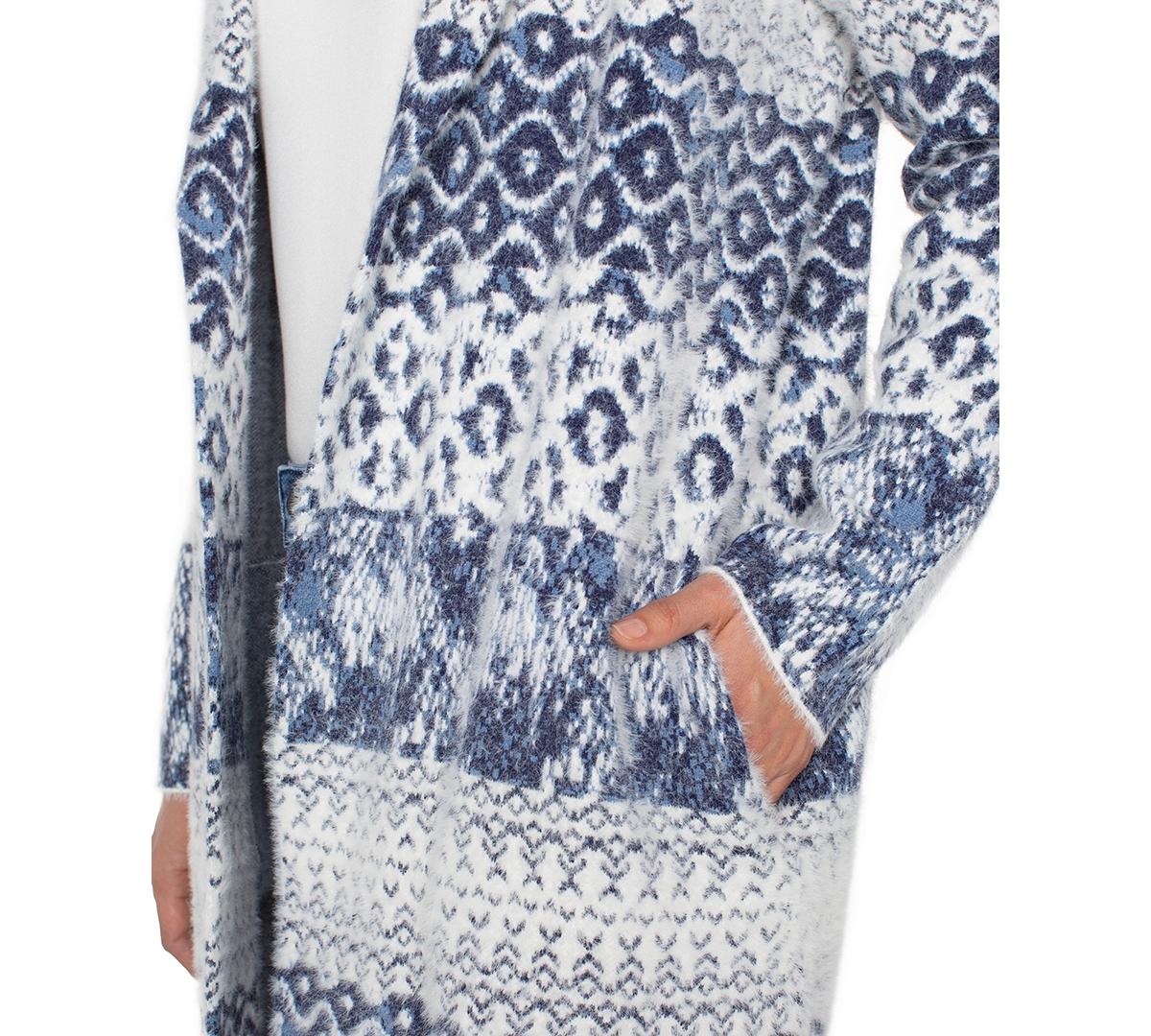 Liverpool Los Angeles Longline Open Front Jacquard Cardigan In Multi