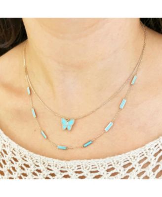Turquoise Bar Chain Necklace 14K Gold