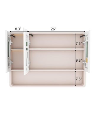 35×28 Inch Aluminum Mirror Cabinet with 3-Color LED and Defogging Feature