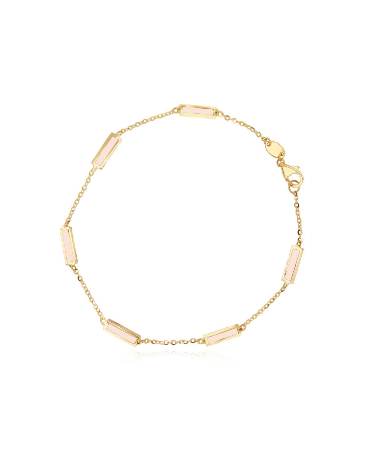 The Lovery Pink Pearl Bar Chain Bracelet 14K Gold
