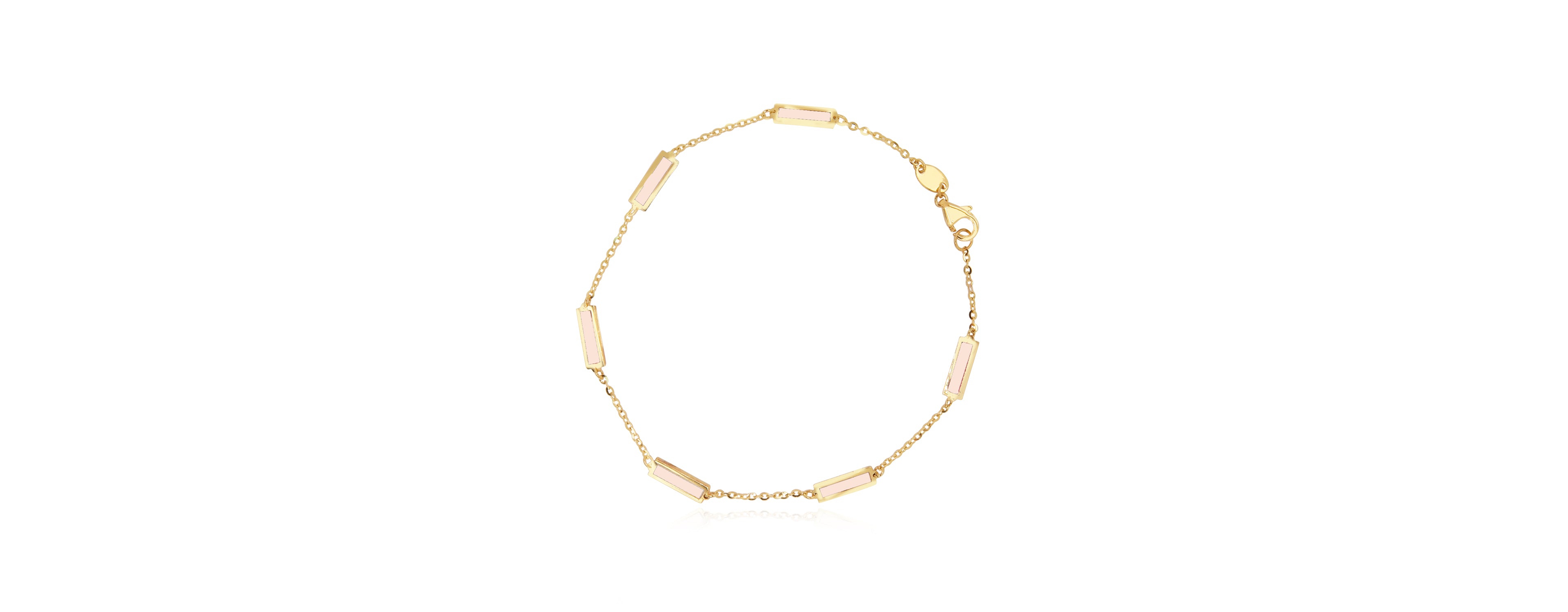 The Lovery Pink Pearl Bar Chain Bracelet 14K Gold
