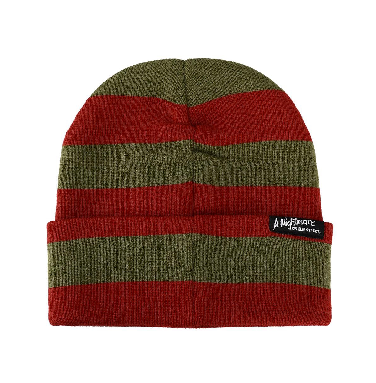 Nightmare on Elm Street Men's Ready Or Not Here I Come Woven Label Striped Cuffed Beanie