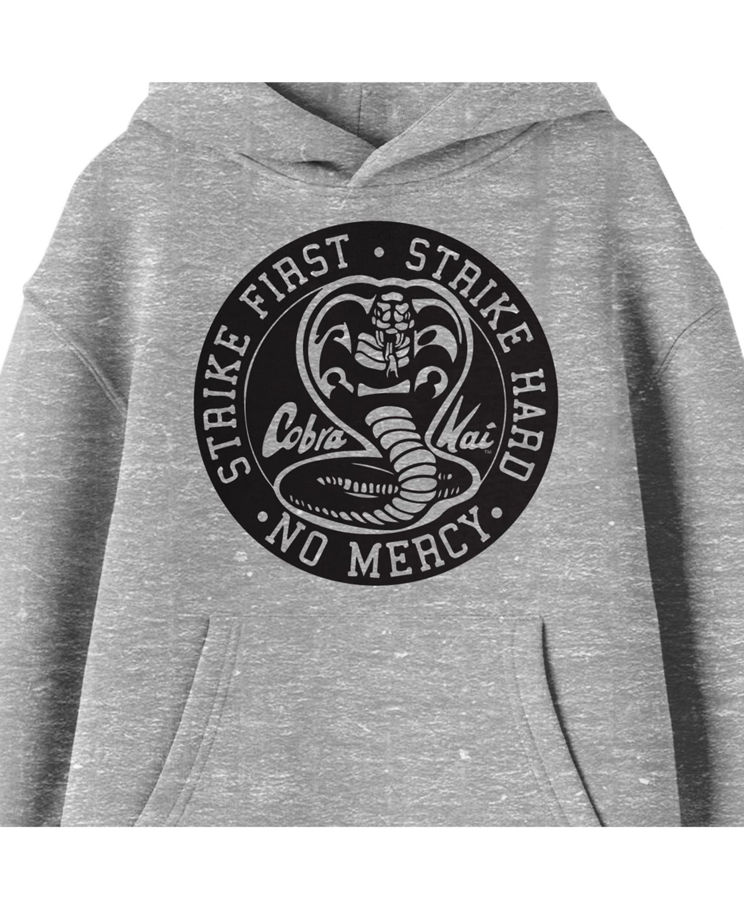Strike First Strike Hard Black Seal Long Sleeve Athletic Heather Youth Hooded Sweatshirt-XXL