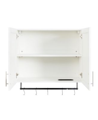 CASAINC 1Pc Particle Board & MDF Adjustable Shelf, Towel Bar & 5 Hooks Bathroom Wall Cabinet