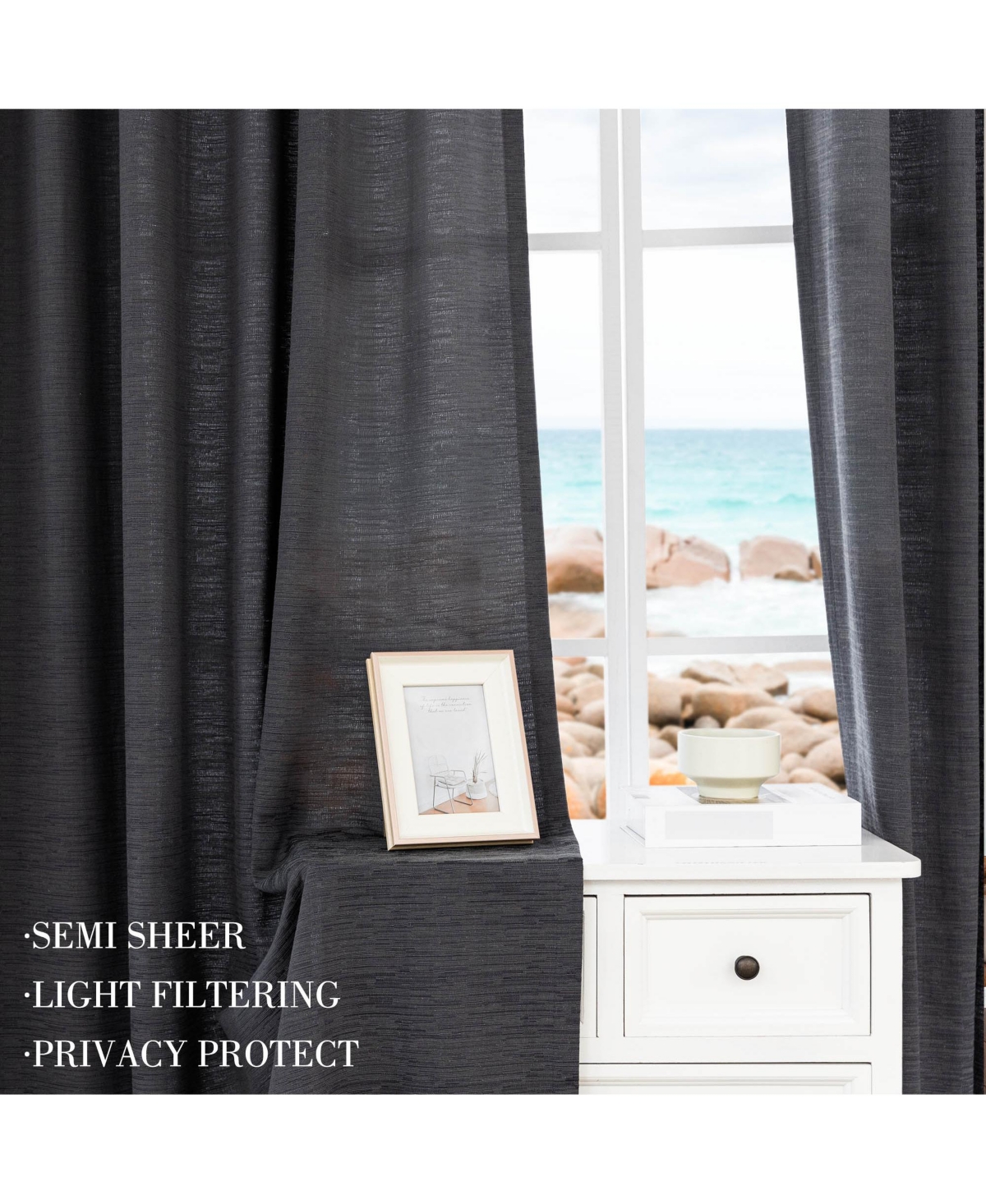 Awesome Home Cotton Blend Light Filtering Back Tab Curtains (2 Panels), 52"x108"