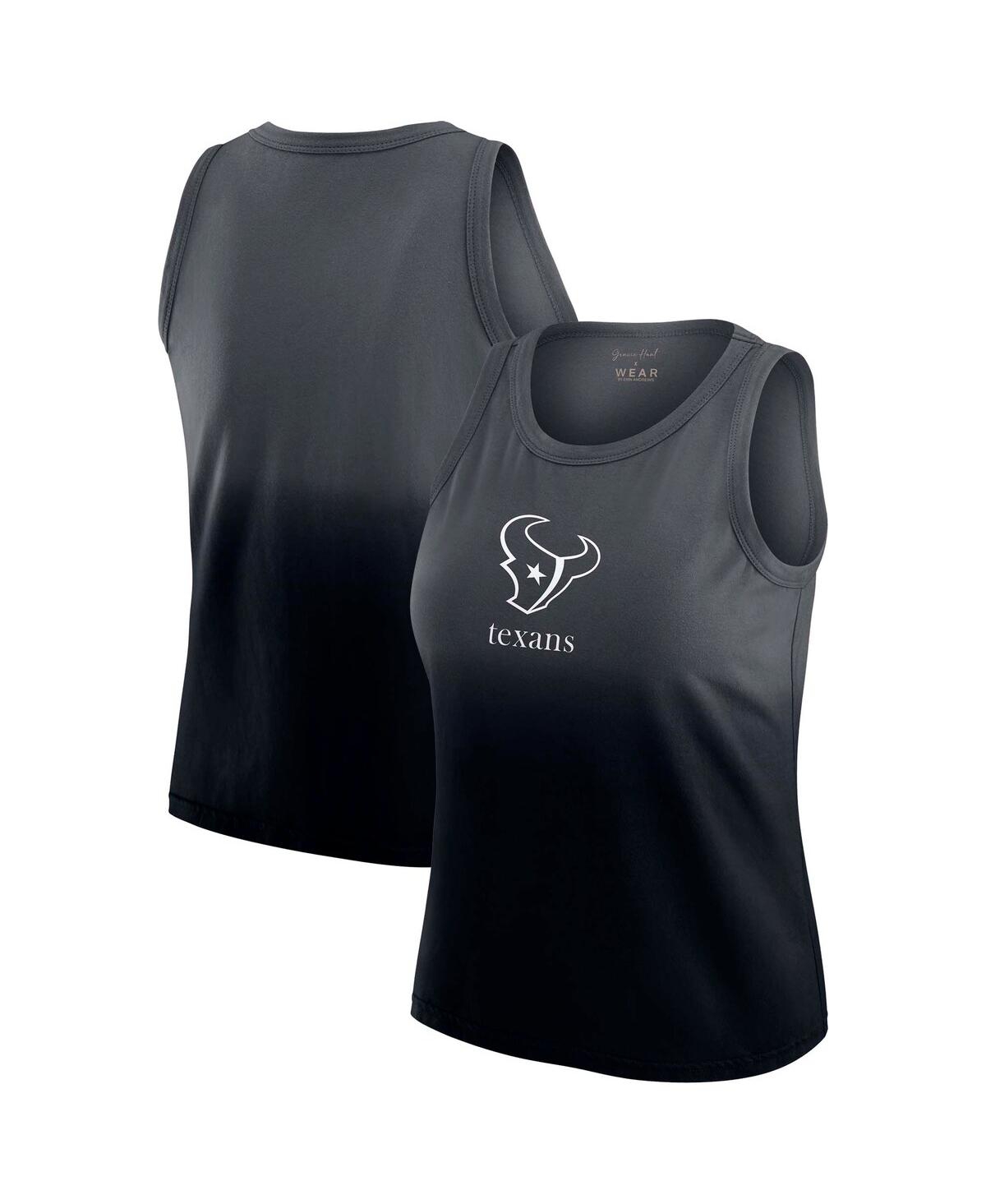 Wear By Erin Andrews Women's X Gracie Hunt Navy Houston Texans Ombre Tank Top In Black