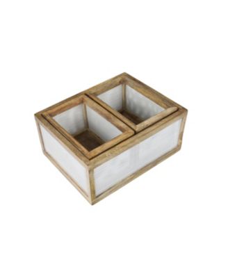 Fallon Modern Minimalist Handmade Wooden Metal Nesting Storage Baskets, (Set of 3)
