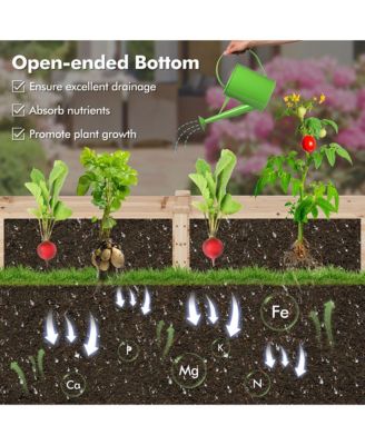 Raised Garden Bed Wooden Planter Box with Divided Space