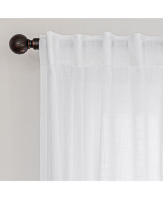 Short Linen Blend Light Filtering Curtains for Living Room (2 Panels), 52"x54"