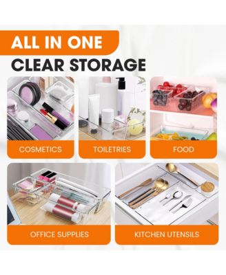 25 Piece Clear Plastic Drawer Organizer Set