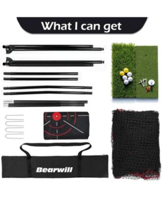 10x7ft Heavy Duty Golf Practice Net - Includes Mat, Target Cloth, 8 Tees, 6 Balls & Carry Bag, for Backyard, Indoor & Outdoor Training