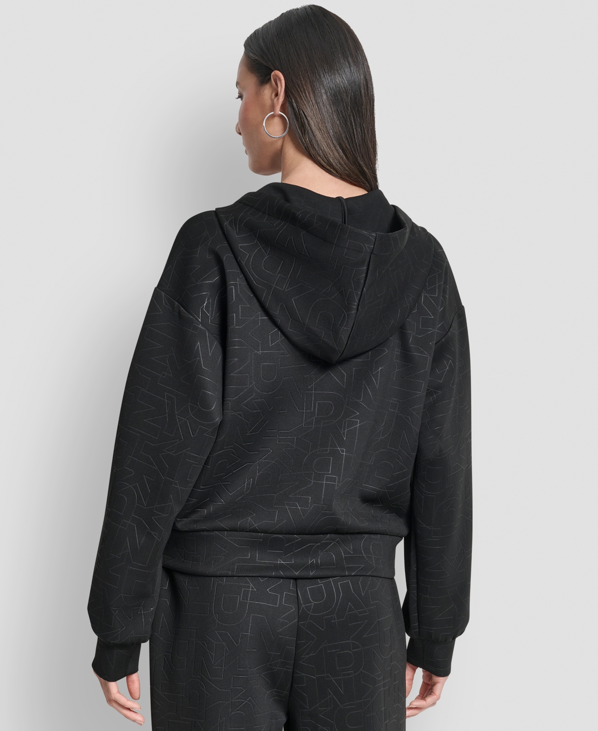 Dkny Women's Long-sleeve Scuba Zip-up Hoodie In Black