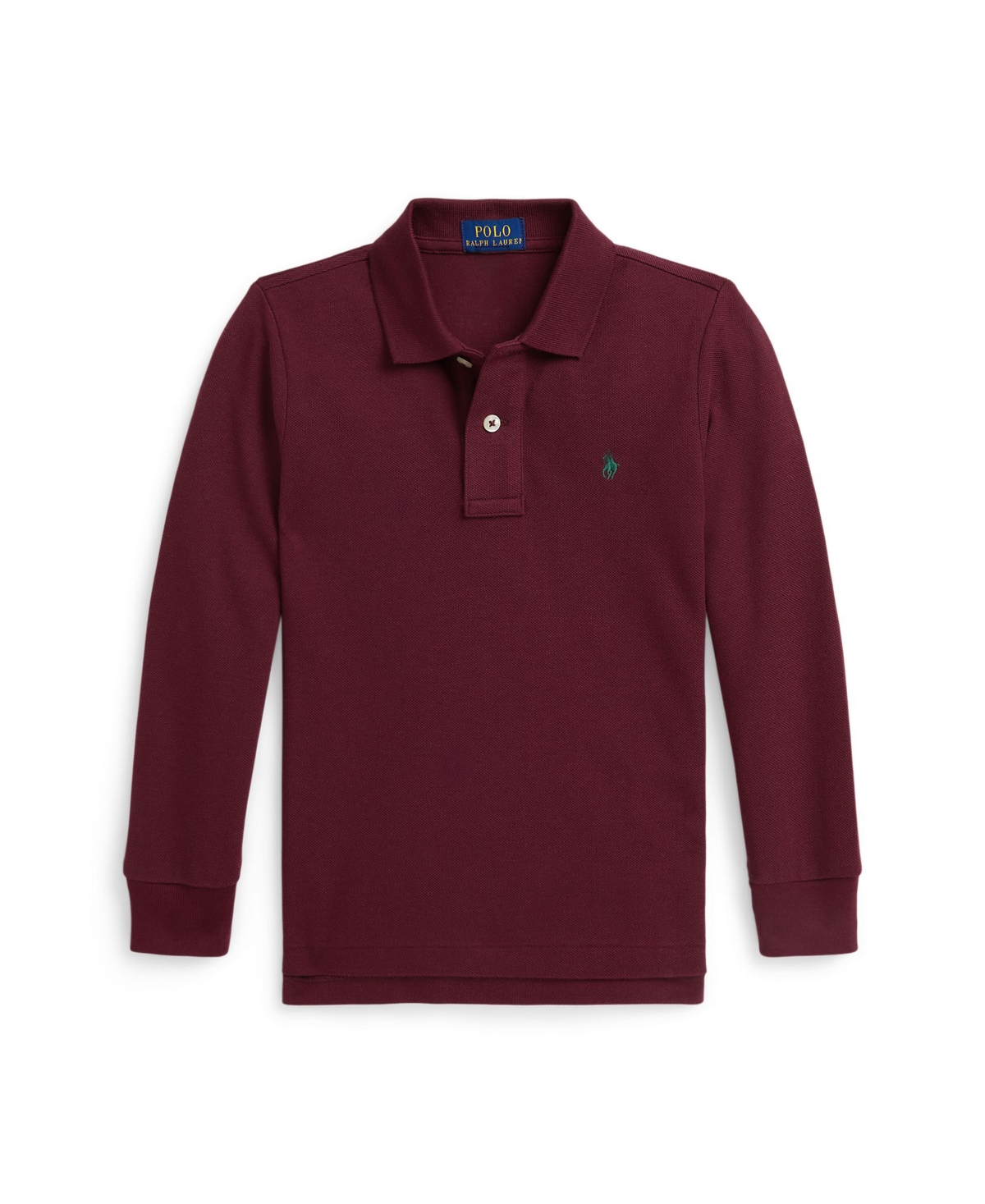 Polo Ralph Lauren Big Boys Cotton Mesh Long Sleeve Polo Shirt In Burgundy
