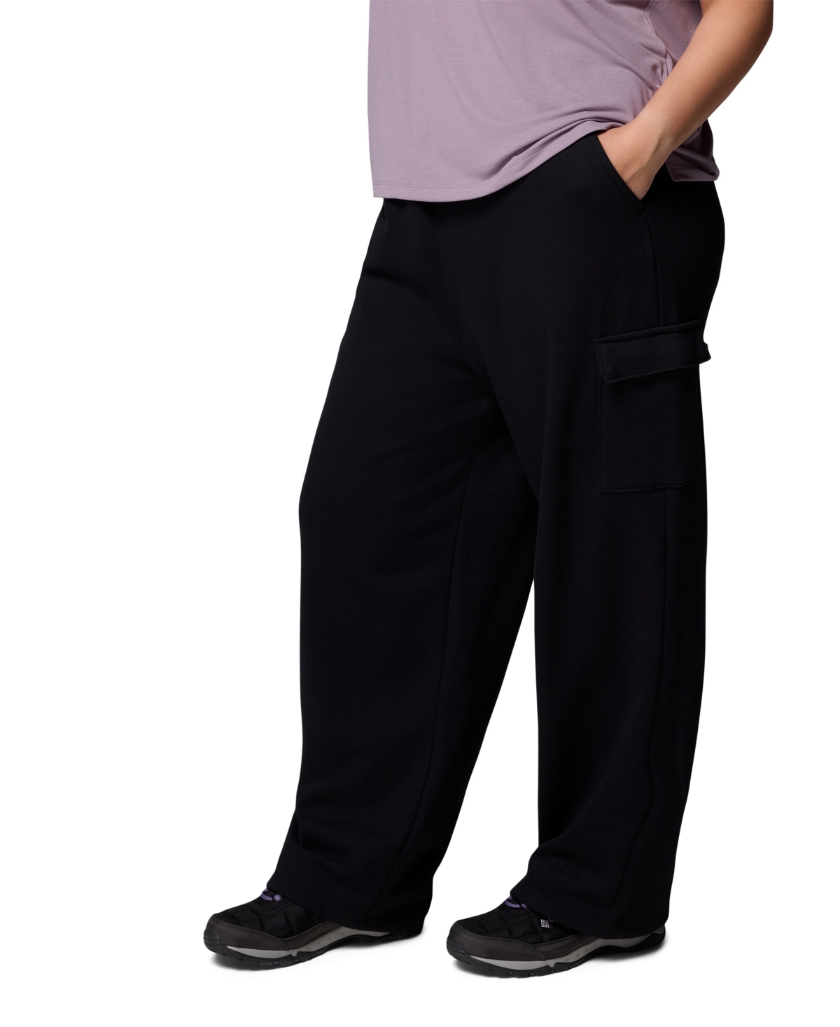 Columbia Plus Size Aldermore Fleece Cargo Pants In Black