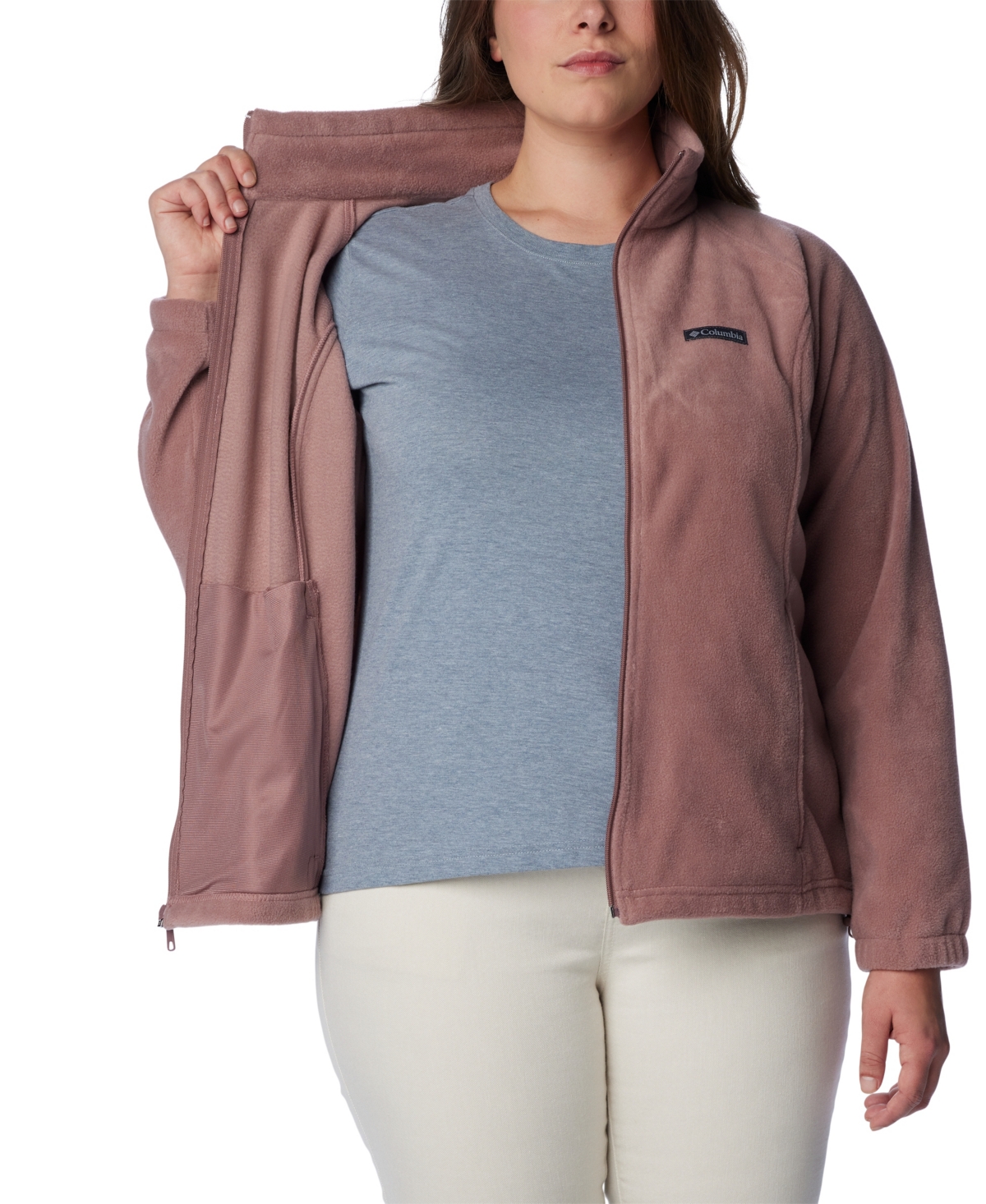 Columbia Plus Size Benton Springs Fleece Long Sleeve Jacket In Purple