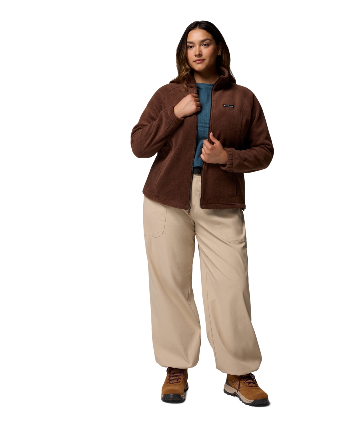 Columbia Plus Size Benton Springs Fleece Long Sleeve Jacket In Brown
