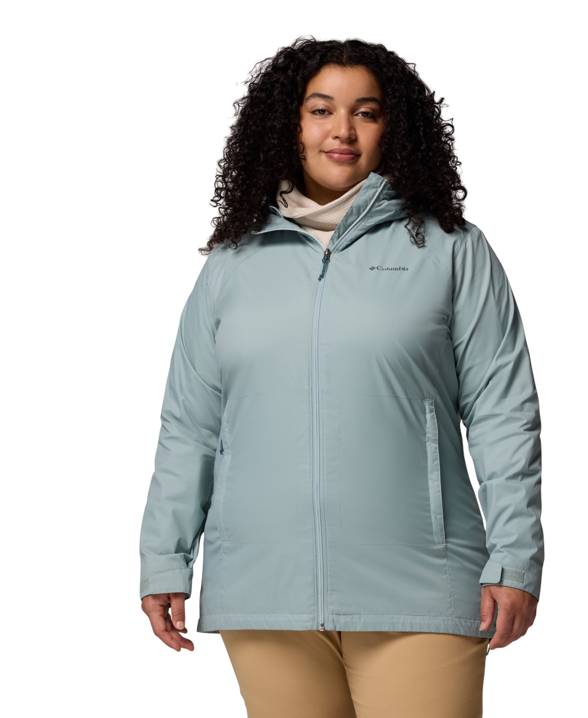 Columbia Plus Size Switchback Lined Long Zipper Jacket In Blue