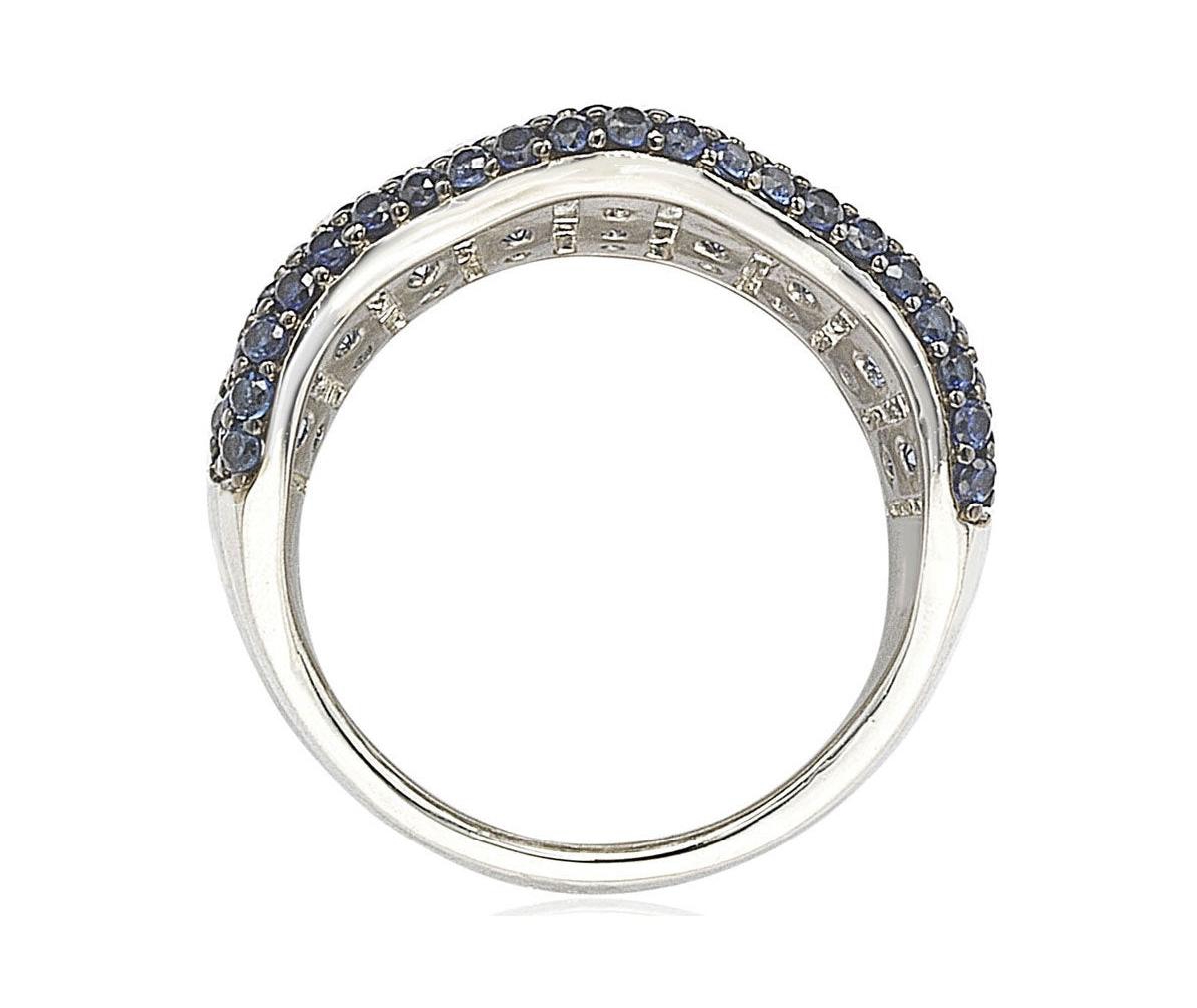 Suzy Levian New York Sterling Silver Sapphire Crossing Ring