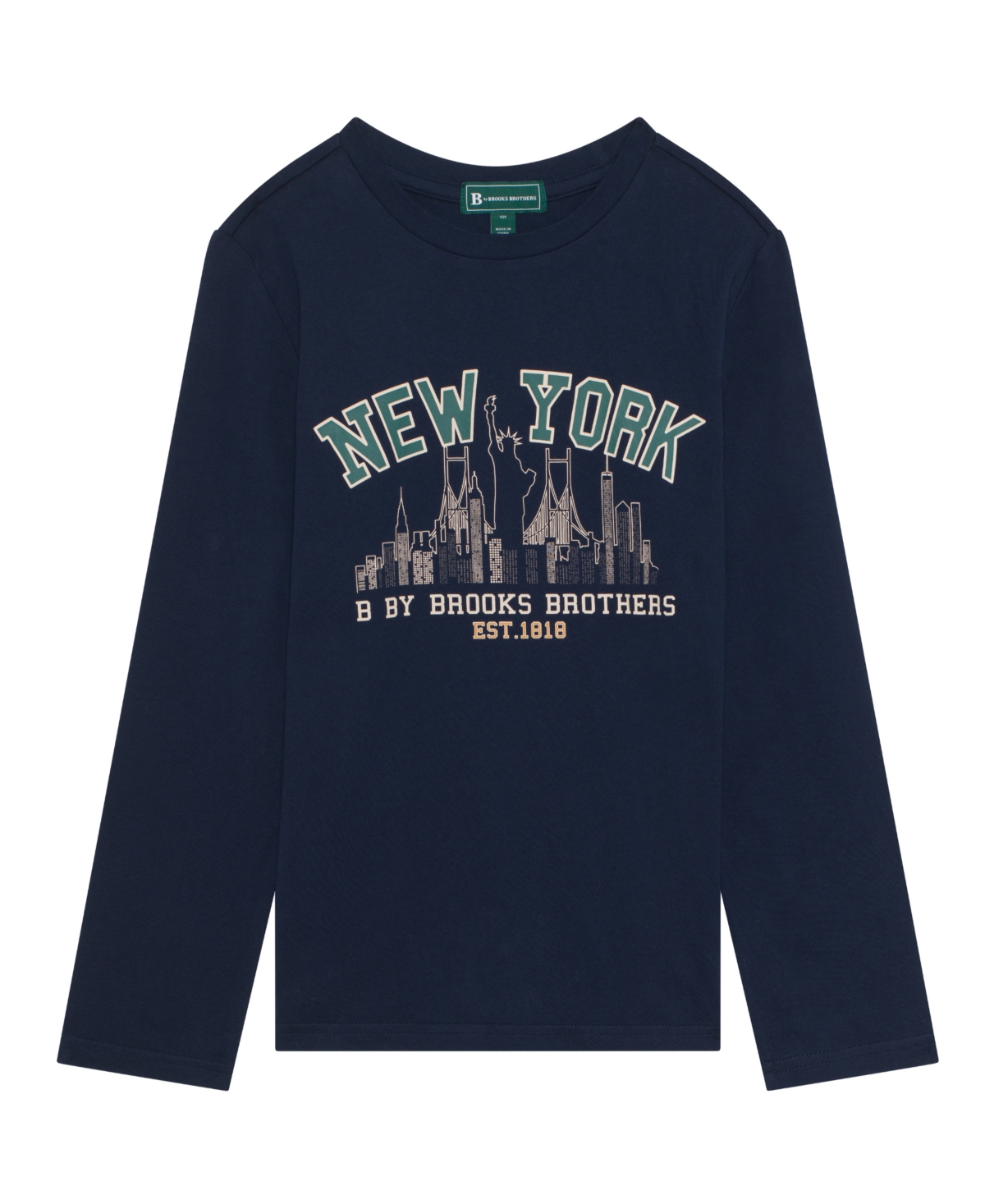 B By Brooks Brothers Big Boys New York Logo Long Sleeve T-shirt In Blue