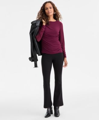 Petite Ruched Long-Sleeve Top, Macy's Exclusive
