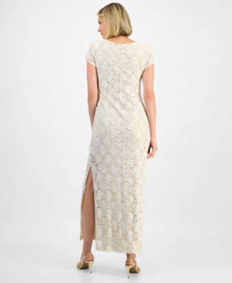 Women's Sequined Lace Column Gown